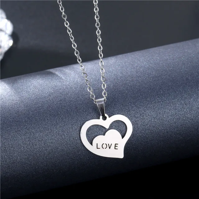 Collier en acier inoxydable avec pendentif en forme de c ur chat lune et toile pour