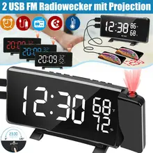 Radio numérique 2 usb avec Projection, réveil de sommeil, écran Led, prévisions météorologiques, horloge Thermo-hygromètre