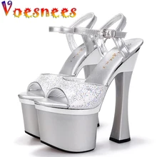 Voesnees новые летние сандалии для ночного клуба блестящие тканевые