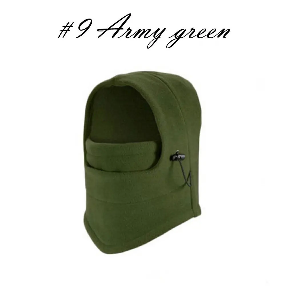 Мужские и женские Зимние флисовые шапки Толстая теплая белая шапка маска для лица велосипедная шапка уличные Лыжные маски Ветрозащитная маска для лица шарф - Цвет: Армейский зеленый
