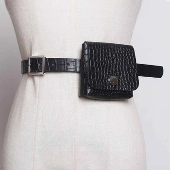 

SeeBeautiful New Fashion 2020 Summer Autumn Simple Metal Pin Buckle Detachable PU Leather Mini Bag Girdle Waist Belts Women N335