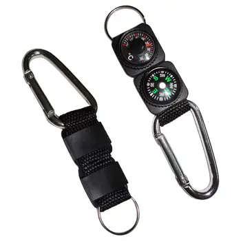 

Outdoor Camping Hiking Survival Buckle Keychain Compass Thermometer Carabiner