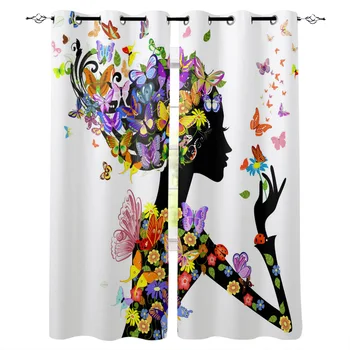 

Colorful Butterfly Girl Child Bedroom kitchen Living room decoration items window curtains for living room