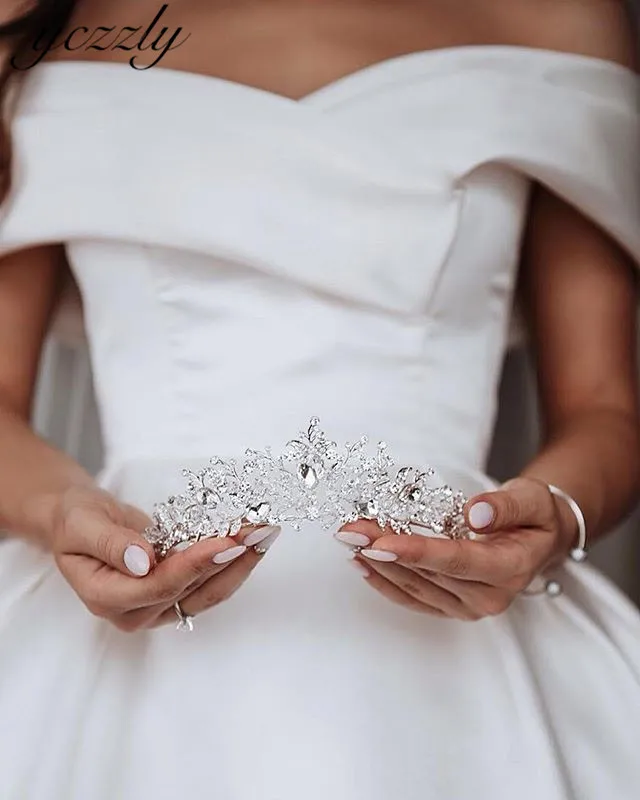 Vestidos De Noiva/винтажное бальное платье с открытыми плечами, свадебное платье принцессы, длинное сатиновое свадебное платье с аппликацией, Trouwjurk Y18