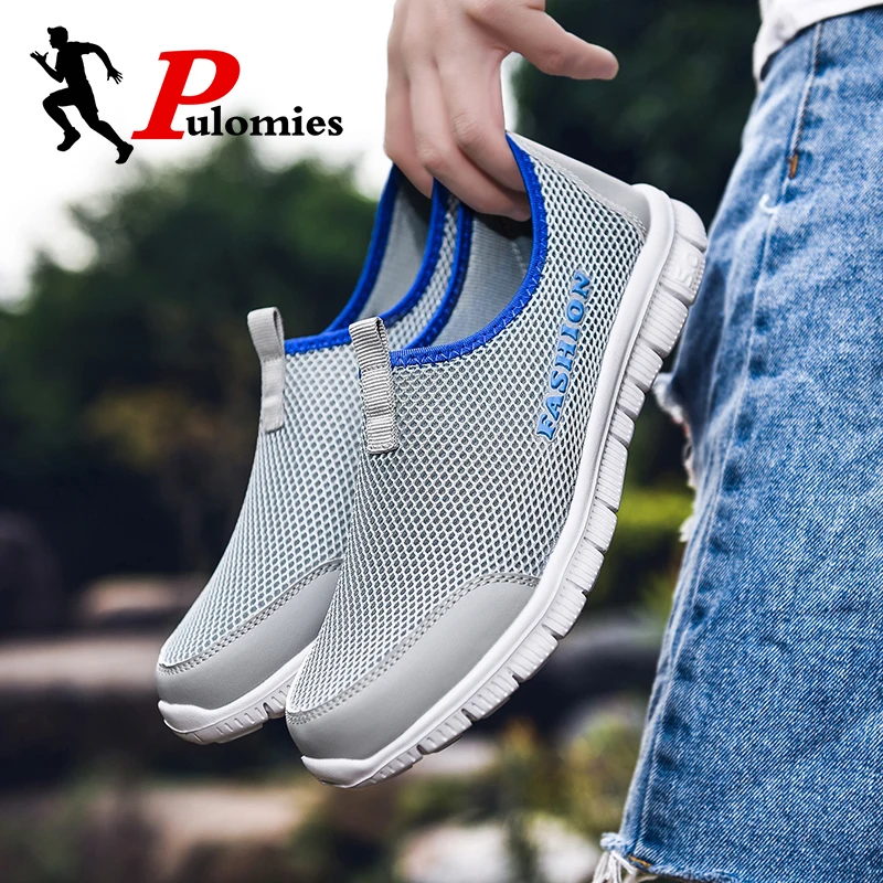 PULOMIES Summer Men Women Casual Shoes Men's Loafers Breathable Mesh Sneakers Quick Dry Couple Walking Size 46 |