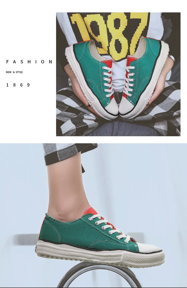 Quanzhou/сезон весна-лето; стиль; Необычные смешанные цвета для мужчин; спортивная обувь; классические Универсальные мужские парусиновые туфли