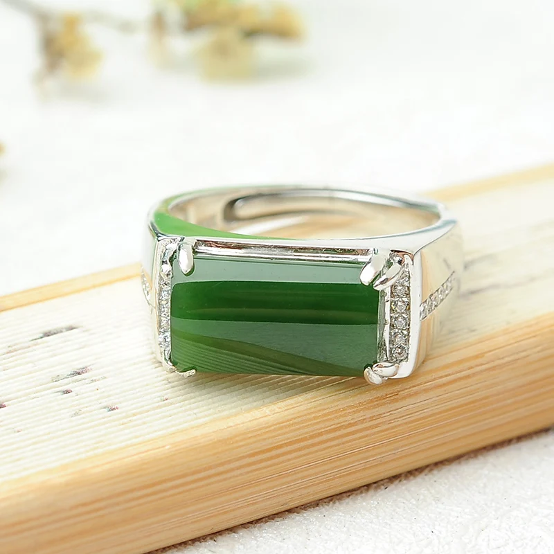 925 серебряные и тианью кольца Нефритовое мужское кольцо натуральное ...