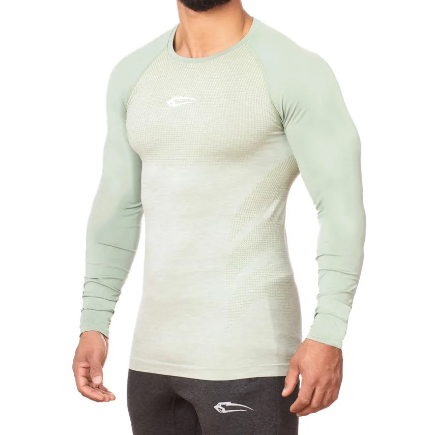 Новая спортивная рубашка для мужчин фитнес бег футболки с длинным рукавом Топ эластичная спортивная одежда Спортзалы, бодибилдинг тренировочная футболка Рашгард - Цвет: Черный