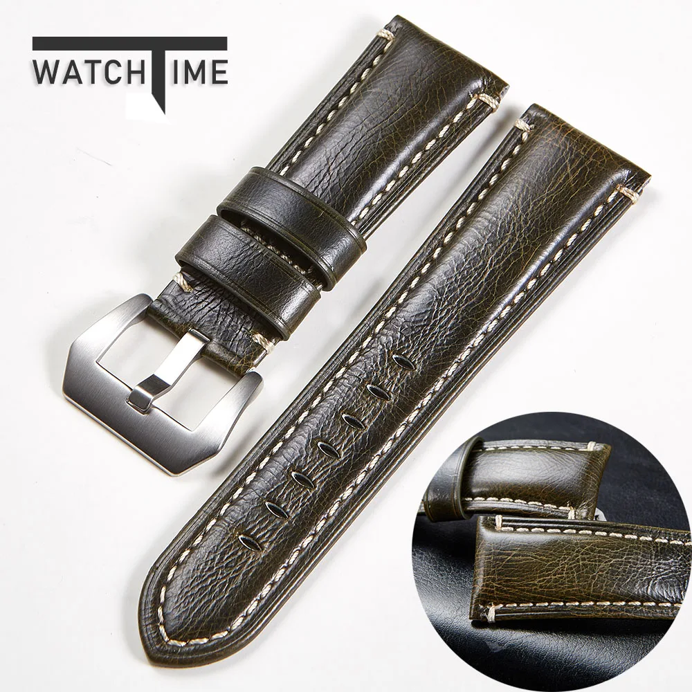 Ремешок WatchTime из натуральной кожи для Galaxy Watch браслет часов Tissote Timex Panerai Fossil 20 мм 22
