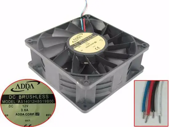 ADDA AS14012HB519B00 DC 12V 0.36A 140x140x50 мм 4-провод Сервер вентилятор охлаждения