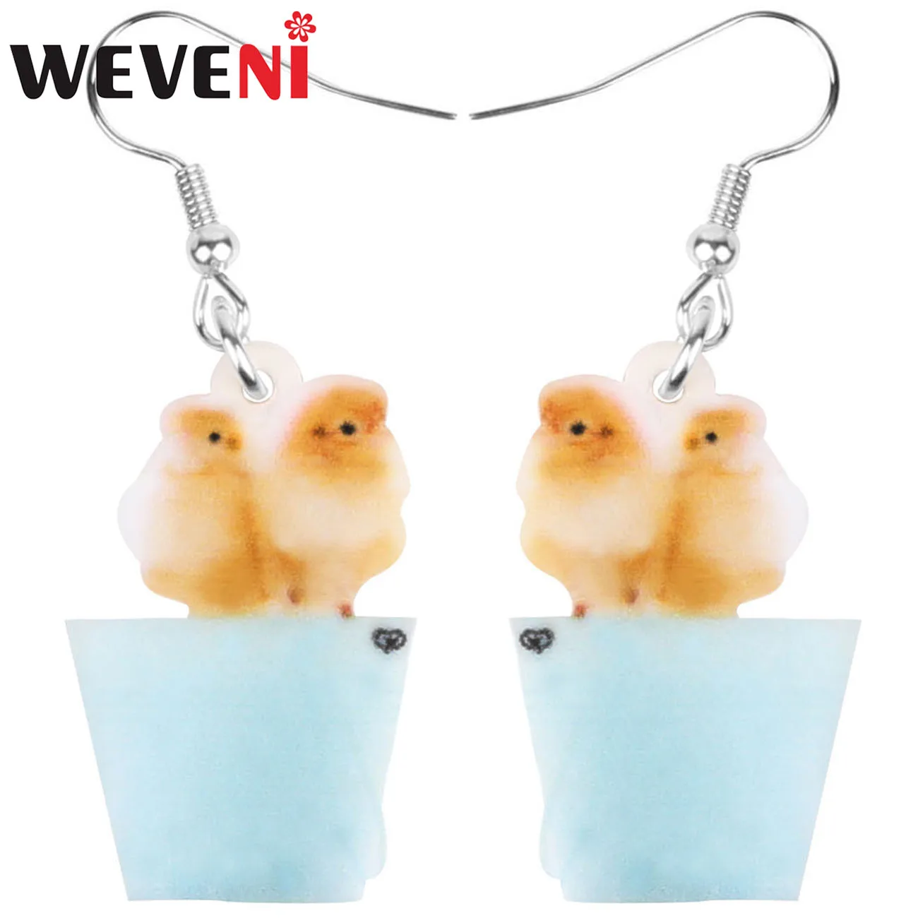 Серьги-подвески WEVENI в виде цыпленка курицы большая ферма животные Висячие