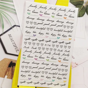 

3D Stickers for Nails English Love Heart Designs Nail Art Decorations Foil Decals Wraps Manicure Accessories Decoraciones