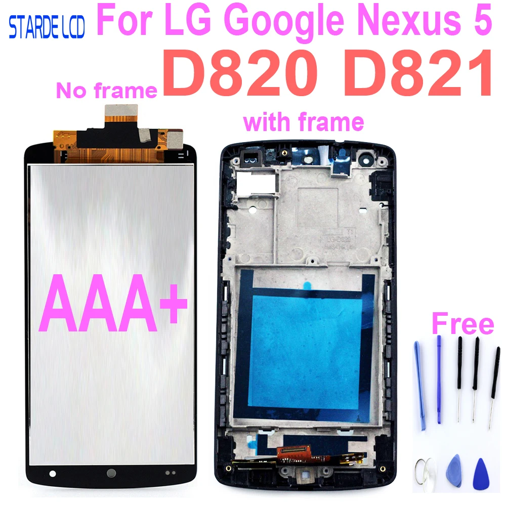 

AAA+ Original lcd For LG Google Nexus 5 D820 D821 LCD Display with Touch Screen and Frame Digitizer Assembly
