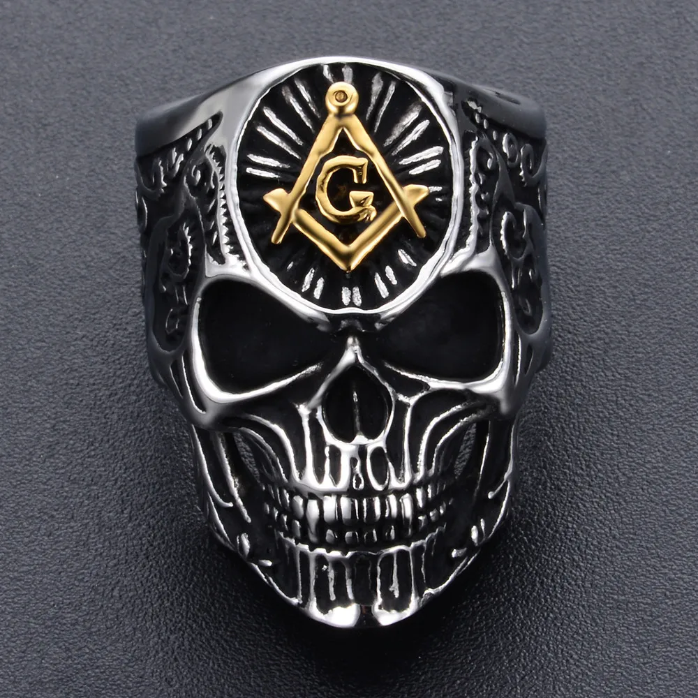 Freemasonry череп религиозные кольца в виде черепа для мужчин масонское Золотое