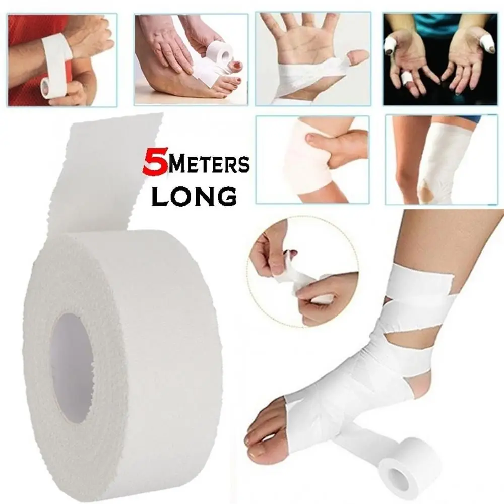 

1PC Medical Waterproof Cotton White Premium Adhesive Tape Sport Binding Physio Muscle Elastic Bandage Strain Injury Care Support