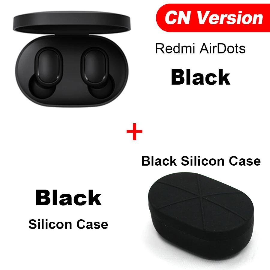 CN N Black Case Xiaomi Redmi Airdots TWS Xiaomi True беспроводные наушники Голосовое управление Громкая связь Bluetooth 5,0 шумоподавление управление - Цвет: CN N Black Case