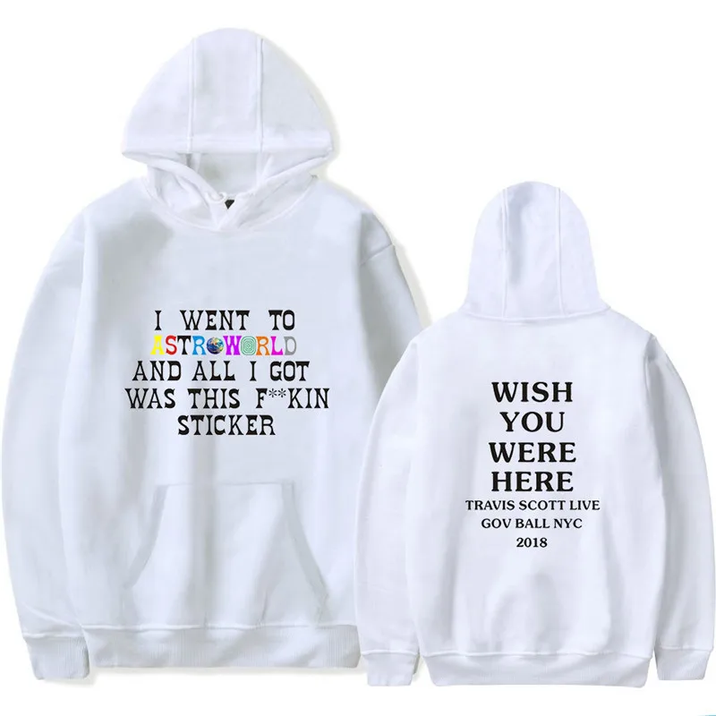 С изображением Трэвиса Скотта ASTROWORLD WISH YOU WAS HERE Hoodies модная толстовка с текстовым принтом в уличном стиле мужской пуловер Толстовка