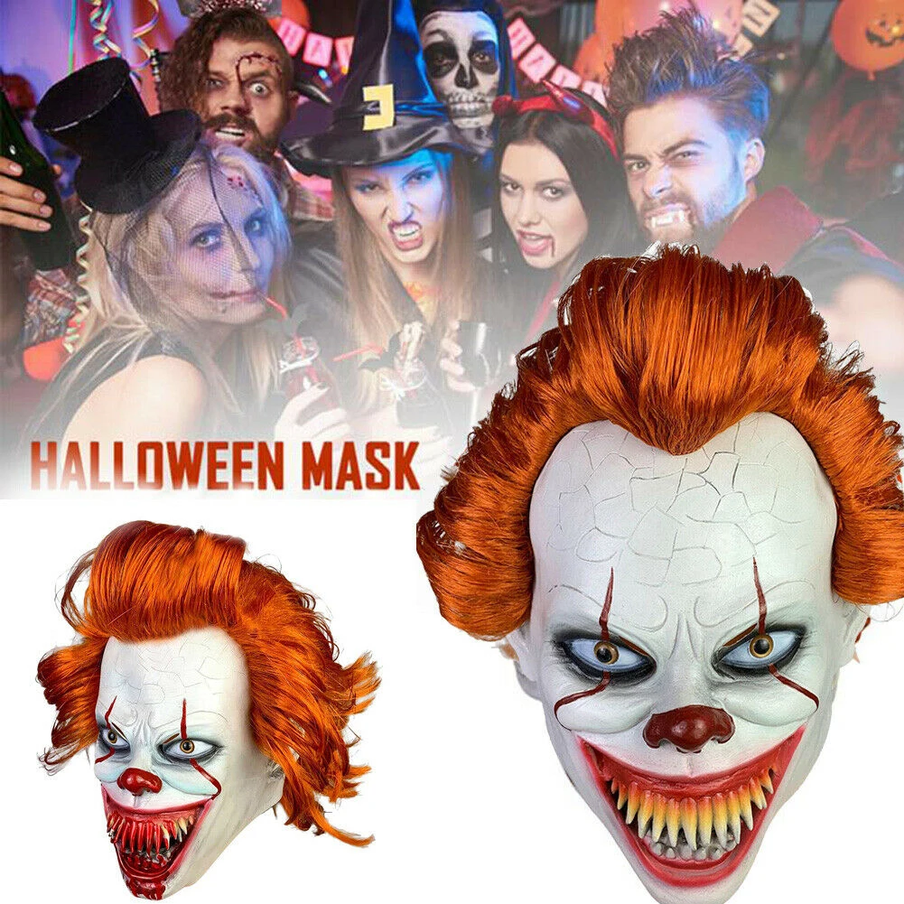 Stephen King's It Mask Pennywise одежда для клоуна Маска Клоун маска на Хеллоуин для косплея костюм реквизит Праздничный костюм нарядное платье