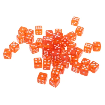 

50PCS Translucent Dice D6 6-Sided Dice 12mm for Board Games Table Games Orange