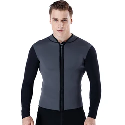 3MM Neoprene Men's Wetsuit Jacket Thickened Cold And Warm Long-Sleeve Sunscreen Snorkeling Surfing Wetsuit With Front Zipper