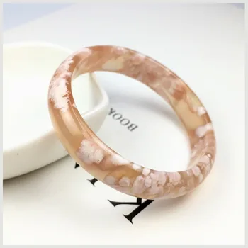 

Natural Madagascar fashion wide Cherry Blossom agate bangle marine chalcedony Agate Bracelet