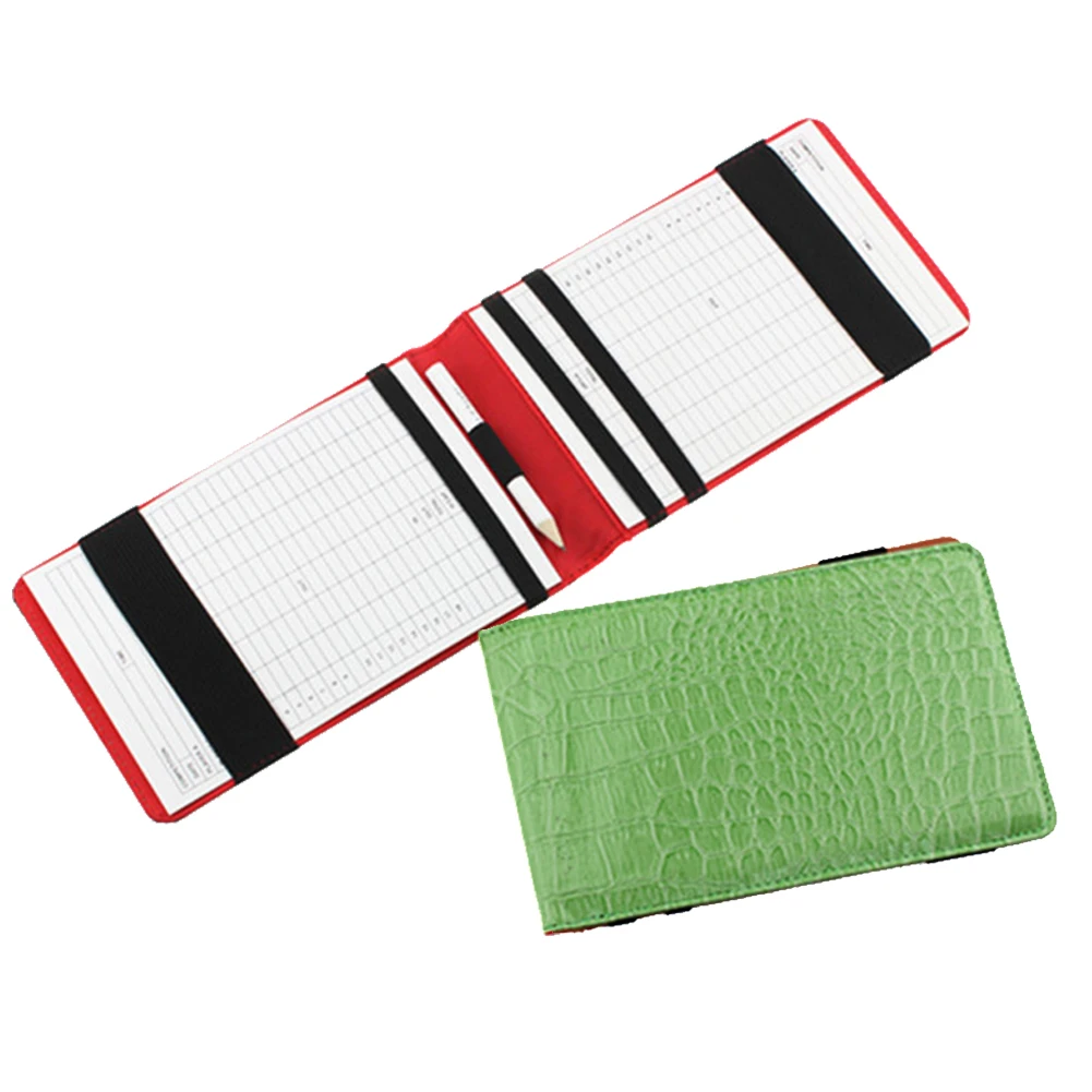 Scorecard PU Leather Portable Durable Embossed Professional Statistics Universal Golf Fashion Training With Pencil Solid