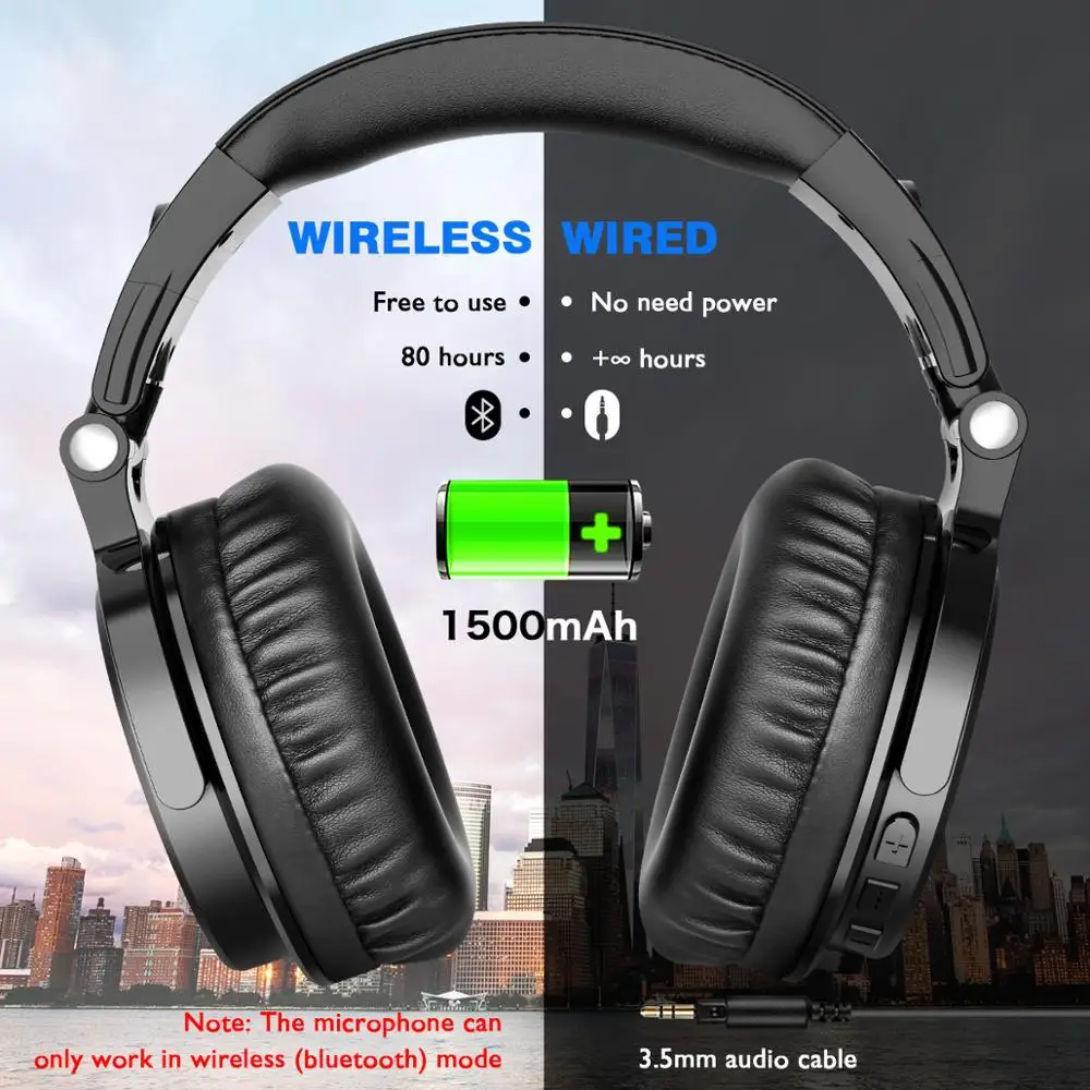 Беспроводные наушники Oneodio с микрофоном время воспроизведения 80 часов Bluetooth V5.0