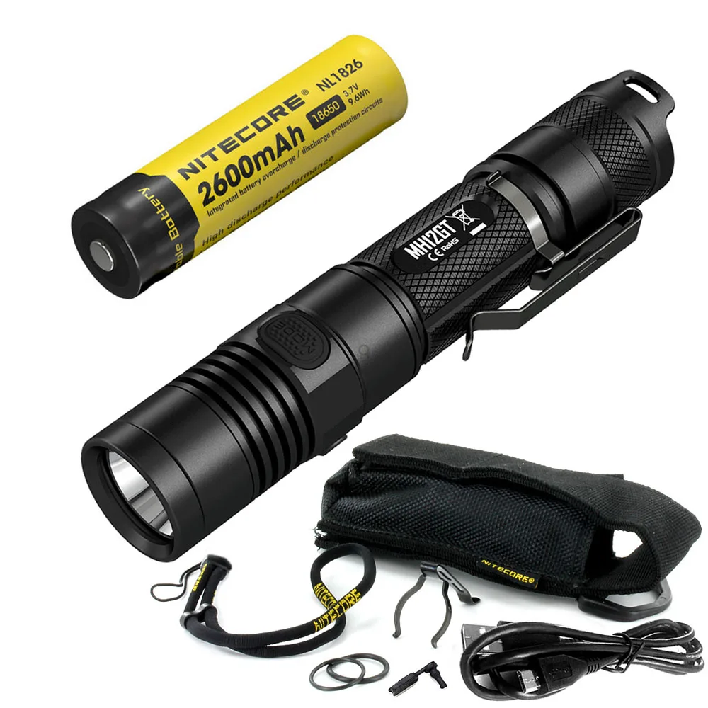 NITECORE MH12GT USB непосредственно заряжаемый фонарик CREE XP-L HI V3 светодиодный Луч расстояние 320 м Открытый спортивный факел поиск света - Испускаемый цвет: MH12GT NL1826