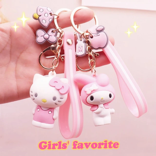 Sanrio Kawaii Plush Kitty Kuromi My Melody Cinnamoroll PVC Cute Plush Backpack Keychain Pendant Car Key Chain For Girls Gifts 1