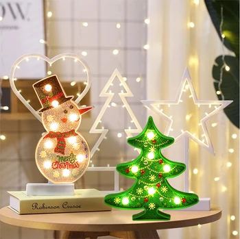 

New lamp DIY LED Diamond Painting Night Light Christmas Tree Snowman Cross Stitch Embroidery Special Shape Wedding Decoration