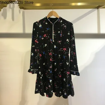 

Law Single 2020 Floral Cheongsam Buckle Pleated Skirt Hem Women's Wear Dress 190722