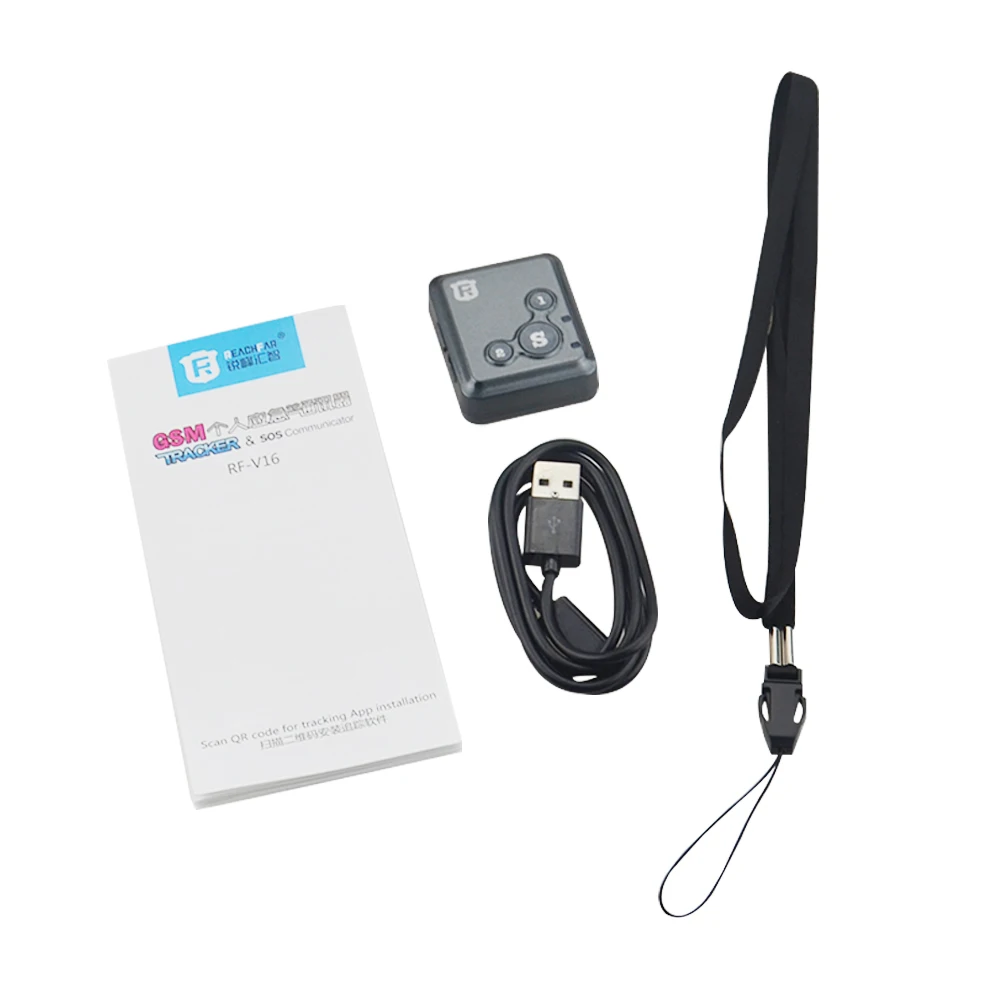 Мини GSM GPRS RF-V16 gps трекер SOS коммуникатор для детей, детей, пожилых людей, персональный бесплатный пожизненный веб-трекер и приложение - Цвет: Black No Box
