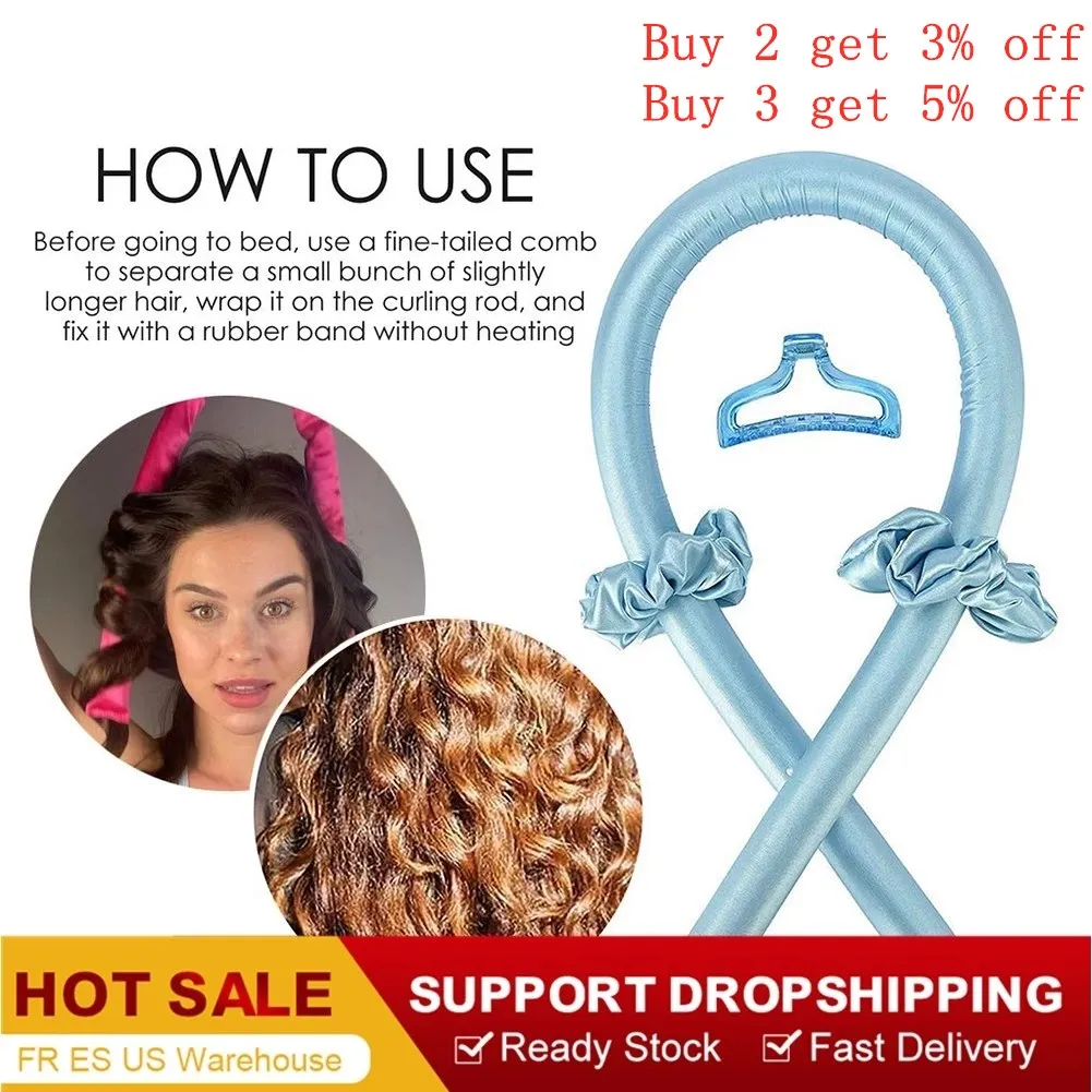 Heatless Curling vara diadema No calor rizos cinta pelo rodillos dormir cinta para cabello suave rizadores de pelo utensilios de estilismo para el pelo DIY