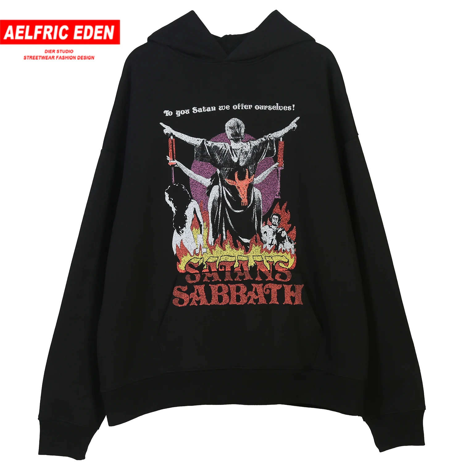 

Aelfric Eden Goat Satan Fleece Hooded Sweatshirts Men 2019 Harajuku Casual Cotton Punk Rock Pullover Fashion Streetwear Hoodies