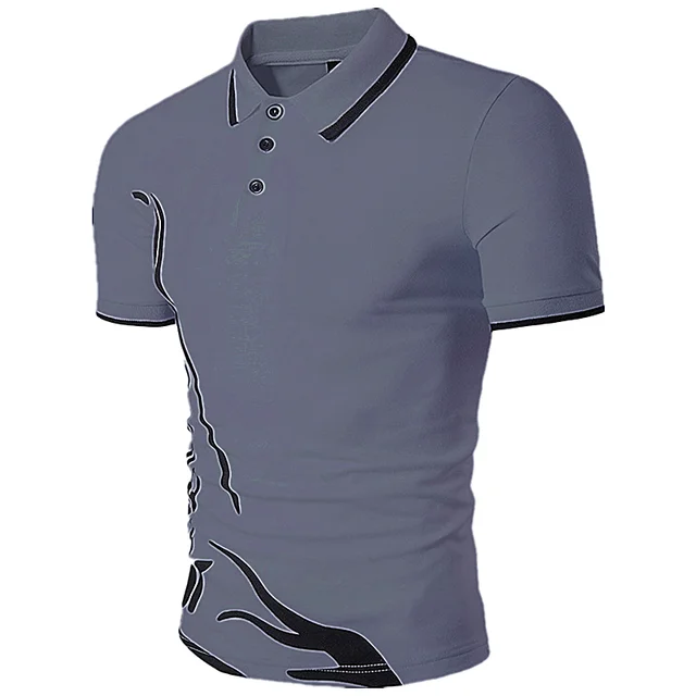summer new Polo shirt men short-sleeved casual Slim solid color Polo shirt shrink-proof quick-drying outdoor leisure POLO shirt gray