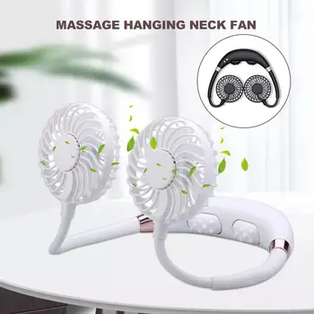 

Summer Hands-free Lazy Neck Band Hanging USB Rechargeable Sports Dual Fan Mini Air Cooler Portable 3 Speeds Large battery