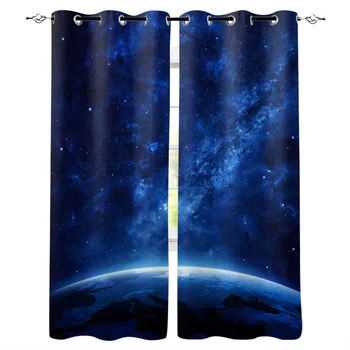 

Space Universe Curtains Window Living Room Curtains Kitchen Indoor Window High Blackout Curtain Thick