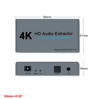 

4K Splitter One In Two Out AUX Extractor In 3.5mm Stereo Converter Adapter M17F