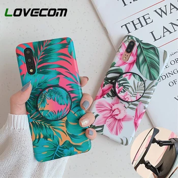 

LOVECOM Retro Floral Leaf Stand Holder Phone Case For Xiaomi Redmi Note 8 Pro Redmi Note 7 Pro Case Soft IMD Phone Back Cover