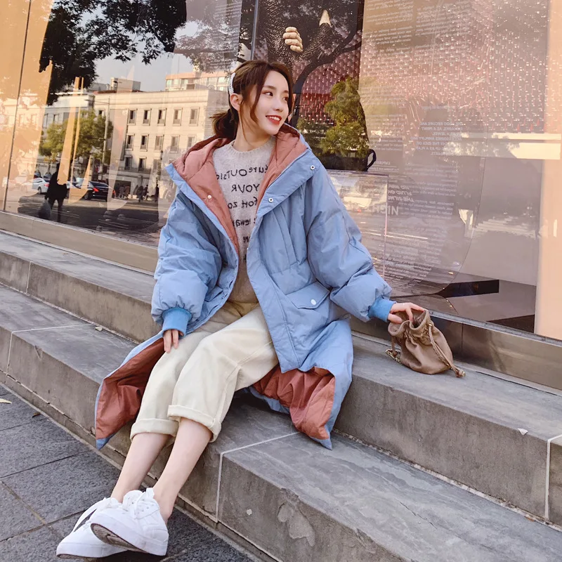 

Photo Shoot 2019 Winter New Style Online Celebrity Casual Korean-style Loose-Fit Cotton-padded Clothes Short-height Coat Mid-len