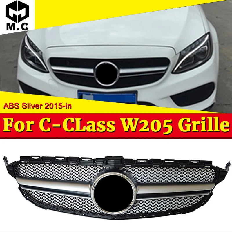 Для Mercedes MB c-класс C205 W205 S205 Спортивная Передняя решетка гриль грили C63 стиль без