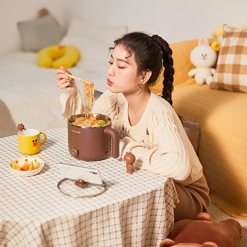 220V Mini Electric Multi Cooker Portable Electric Hotpot Cooking Machine Electric Yellow sally brown Hot Pot nine sun 5
