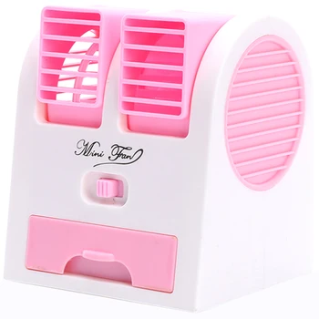 

Mini Usb Small Fan Cooling Portable Desktop Dual Bladeless Air Conditioner-Pink