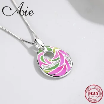 

Fashion like Petals of lotus flower 925 Sterling Silver sparkling CZ pink Enamel fine Necklace Pendant Party Jewelry