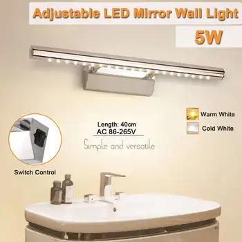 

Modern Led Mirror Light 5W 21 LED AC90-260V Wall Light Mounted Industrial Wall Lamp Waterproof Stainless Steel Bathroom Lighting