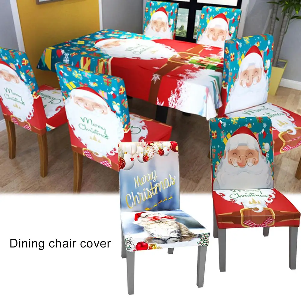 

2020 New Year Christmas Decorations for Home Wholesale Christmas Style Digital Print One-piece Stretch Chair Cover Navidad Natal