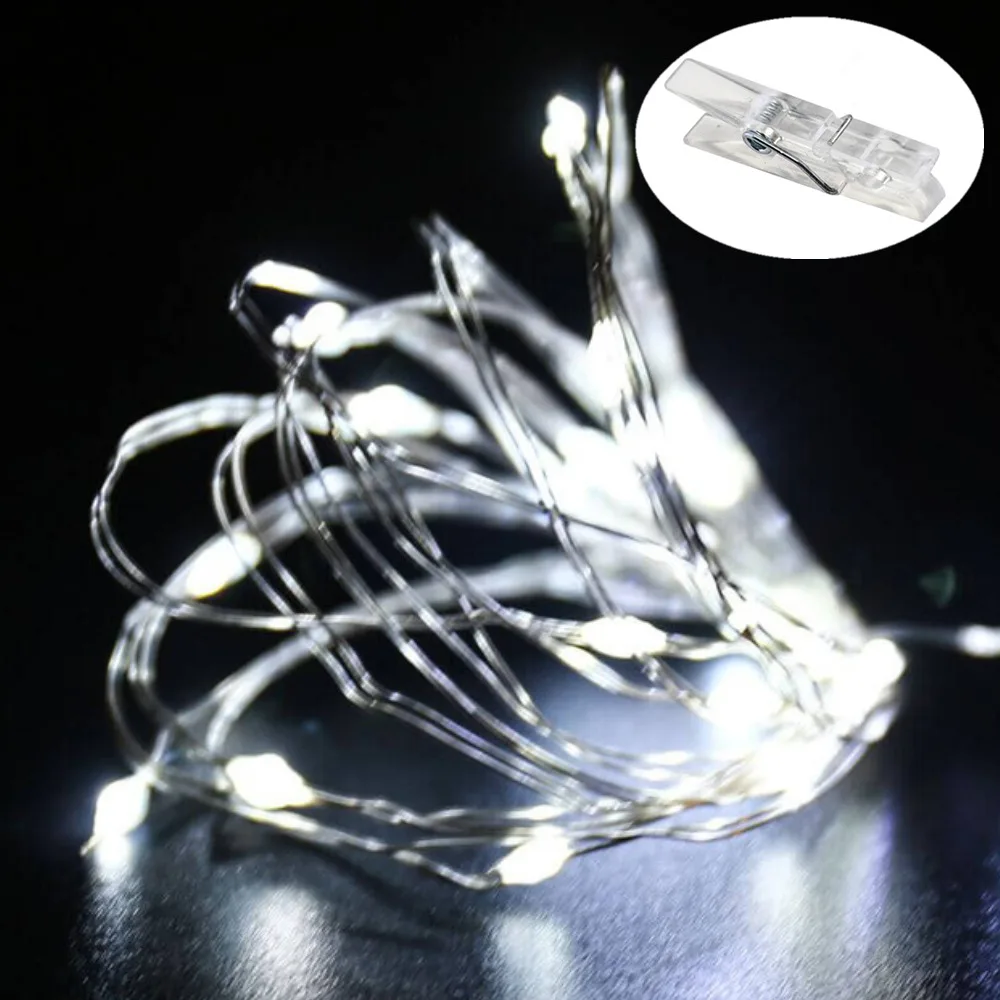Cold White 5 м DIY фото клип гирлянда батарея/USB питание декоративные огни Фея для Рождество год вечерние свадебные украшения комнаты - Испускаемый цвет: Cold White