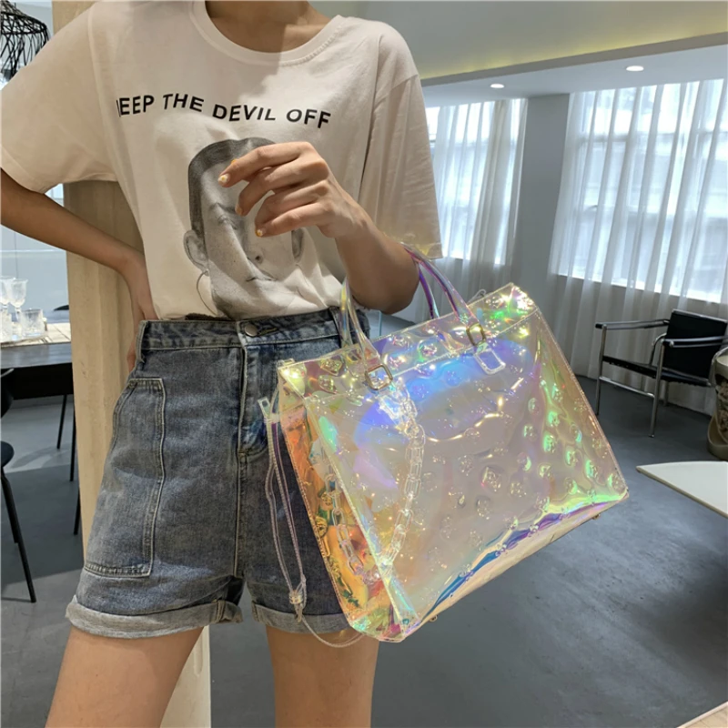 

Ladies Large Capacity Laser Handbags High-quality Single Shoulder Bag Luxury Solid Color Crossbody Bag Tote Package Louis Brand