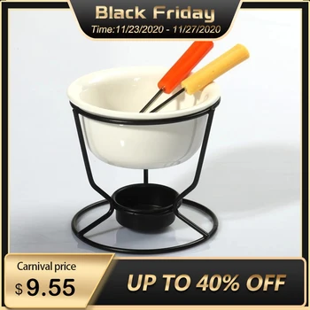 

Fondue Pot Ceramic Fondue Melting Furnace Ice Cream Fondue Choco Marie Chocolate Fondue Melted with Sturdy Metallic Stands