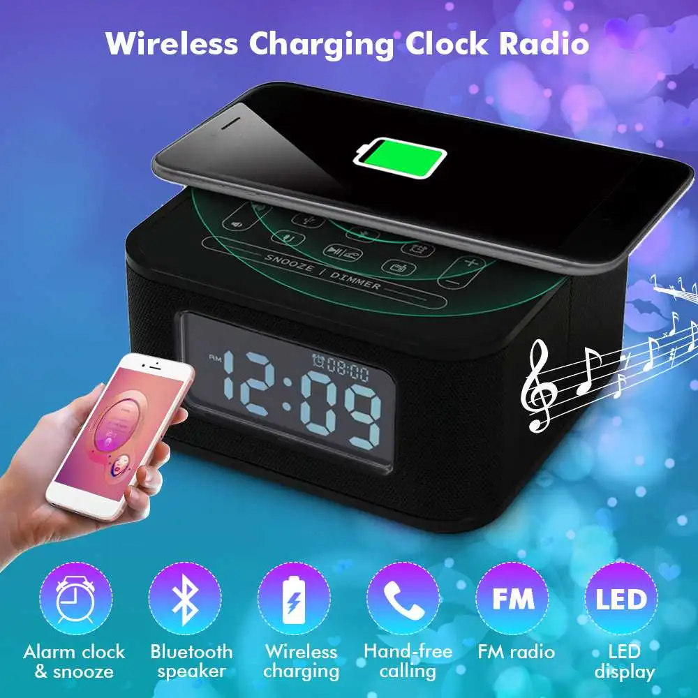 Беспроводная зарядная Колонка Homtime с fm радио Bluetooth колонки USB зарядное устройство